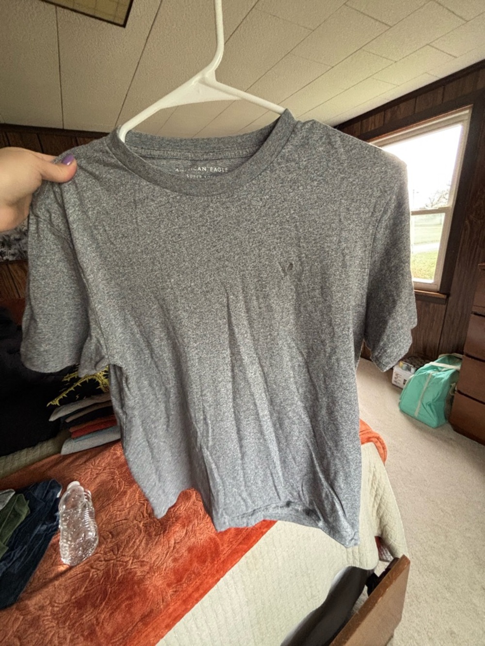 American Eagle Outfitters Heather Gray Short Sleeve Crew Tee